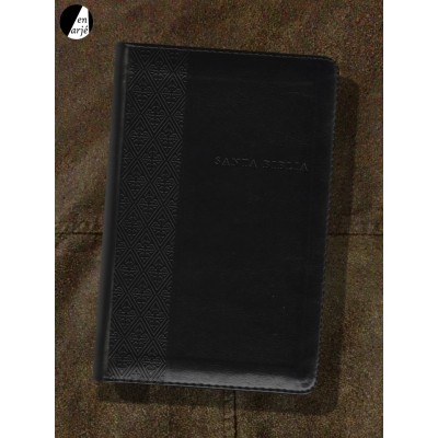 Biblia RVR1960 Tamaño compacto Letra grande Símil piel Negro con cierre